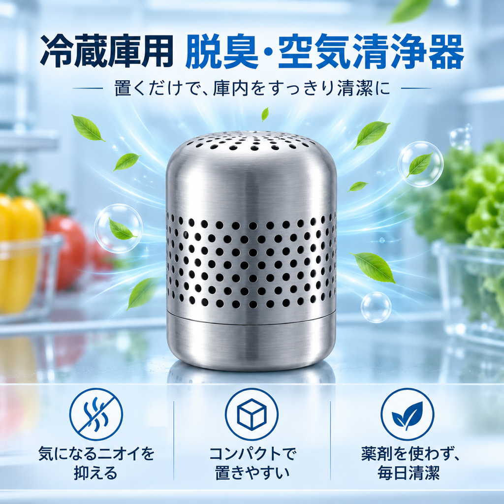 冷蔵庫用 消臭器 ステンレス製・電源不要