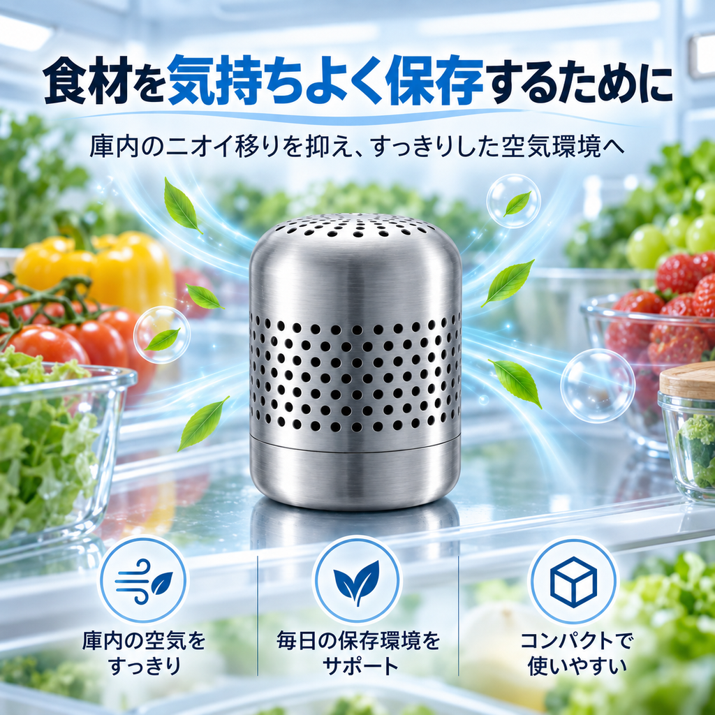 冷蔵庫用 消臭器 ステンレス製・電源不要
