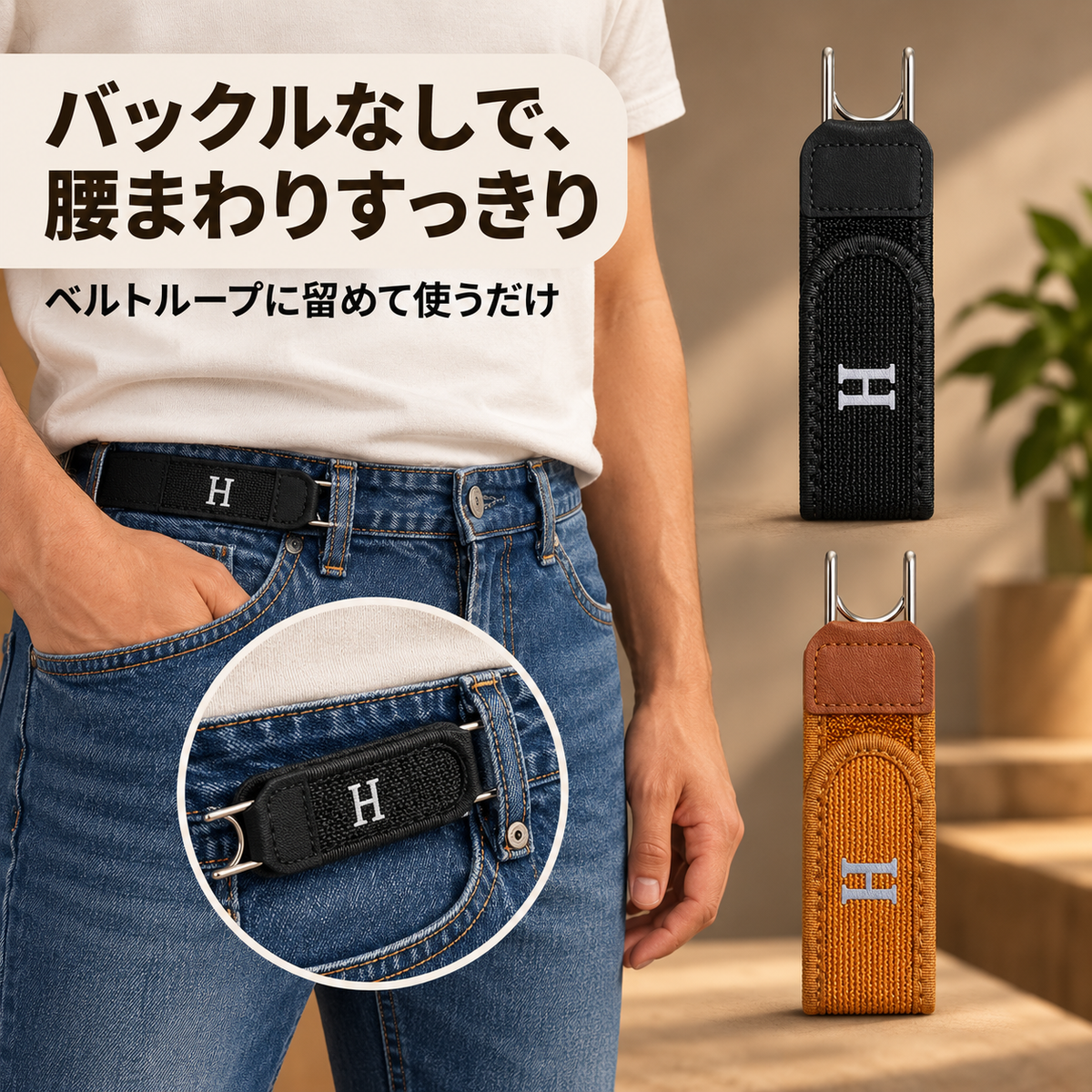 HIBIKURA ノーバックルベルト｜前バックルなしで腰まわりすっきり
